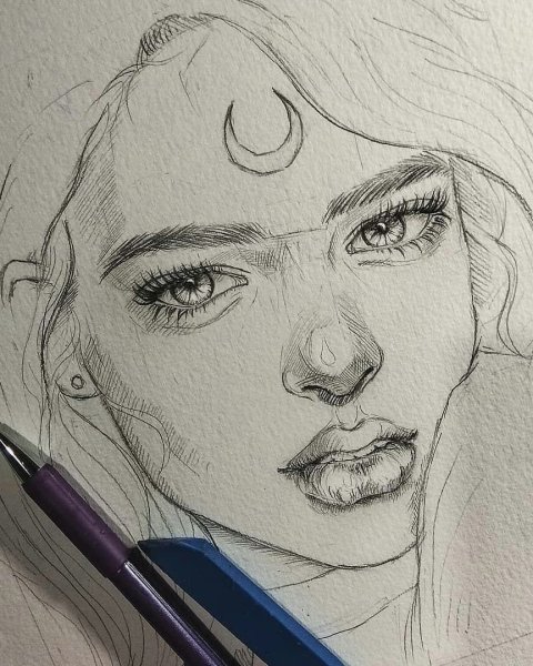 Набросок лица девушки