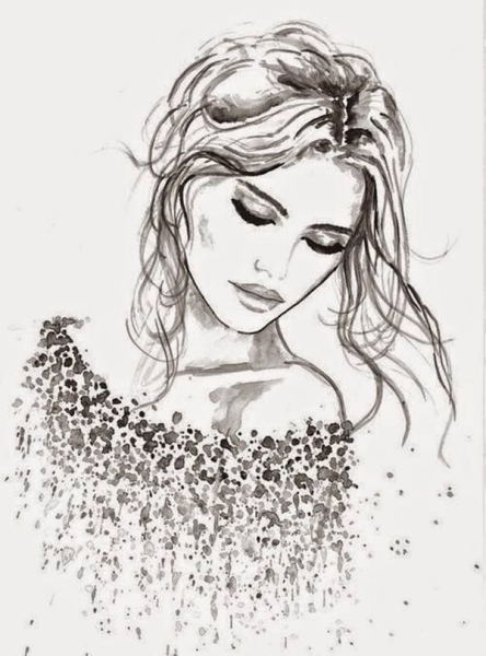 Девушка карандашом