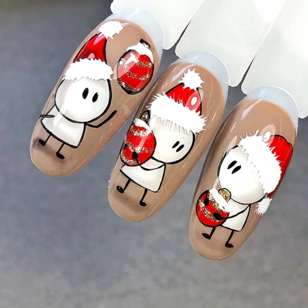 Снеговик на ногтях