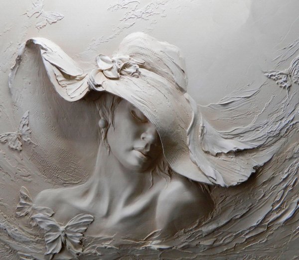 Design Studio 3d барельеф женщина в шляпе