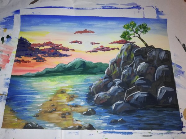 Цветок на ватмане рисунок