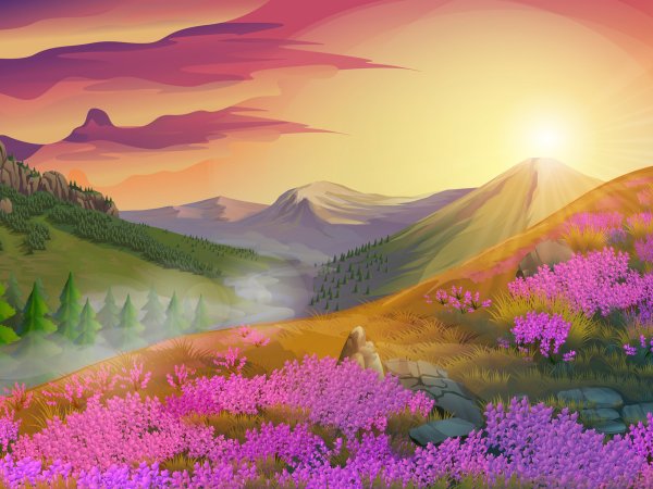 Цветные пейзажи природы