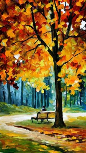 Осенний пейзаж красками