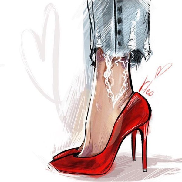 Нарисованная девушка на каблуках