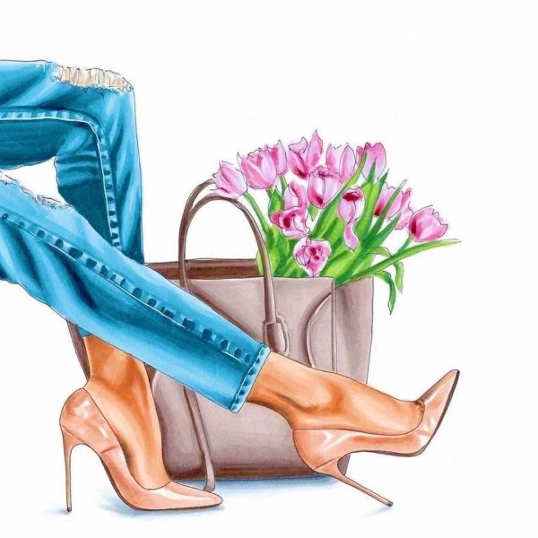 Модные стильные иллюстрации обувь