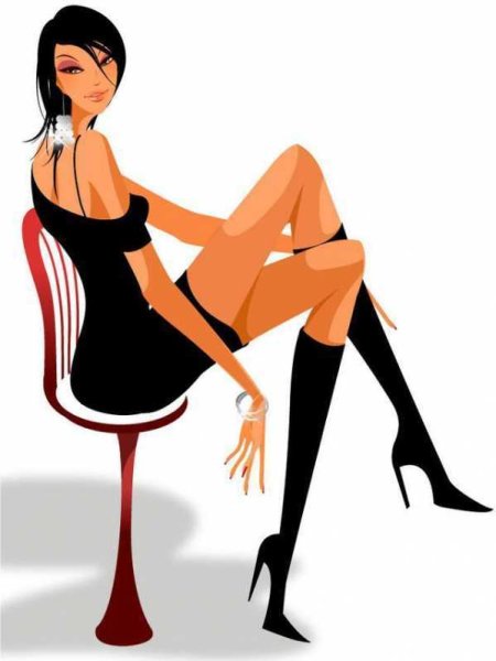 Векторные девушки на прозрачном фоне