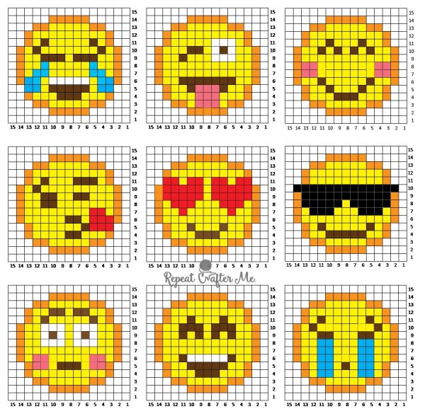 Рисунки по клеточкам смайлы