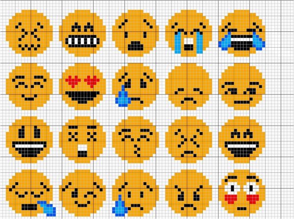 Рисунки по клеточкам легкие смайлики
