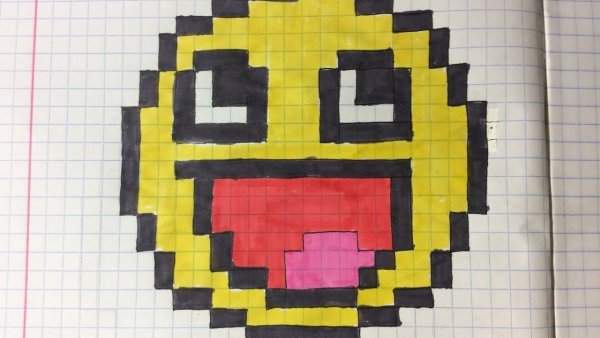 Рисунки по клеточкам в тетради смайлики