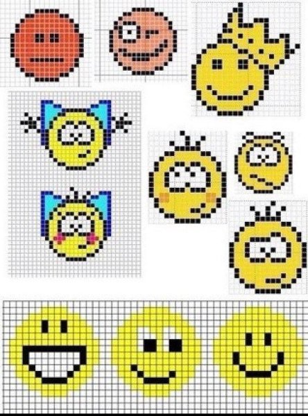 Рисовать по клеточкам смайлики