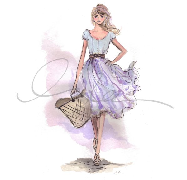 Девушка в платье акварель