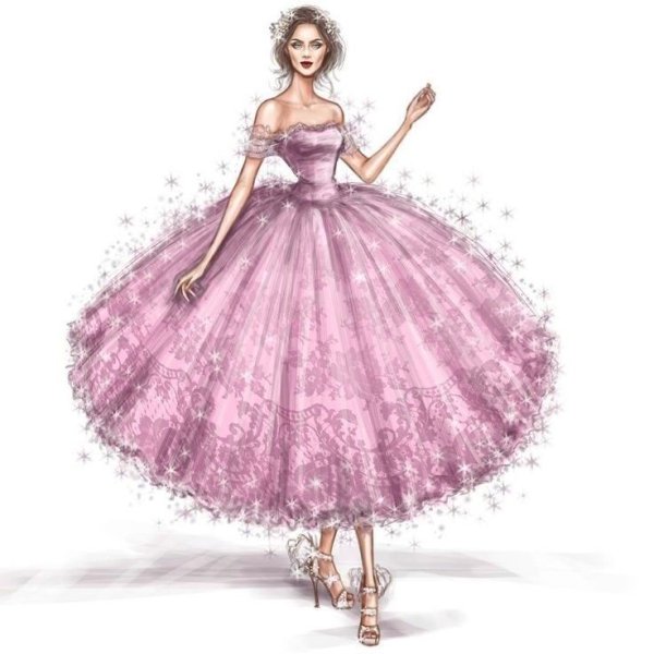 Нарисовать пышное платье