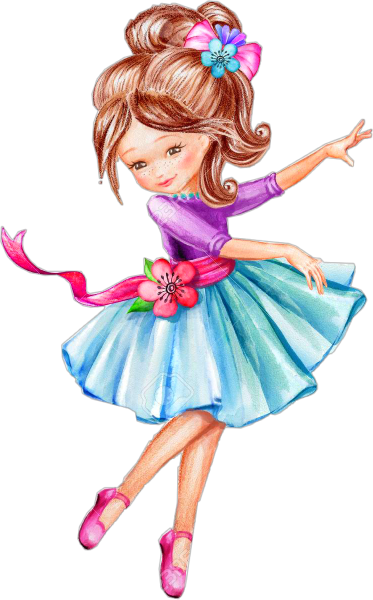 Девочка в синей юбке рисунок