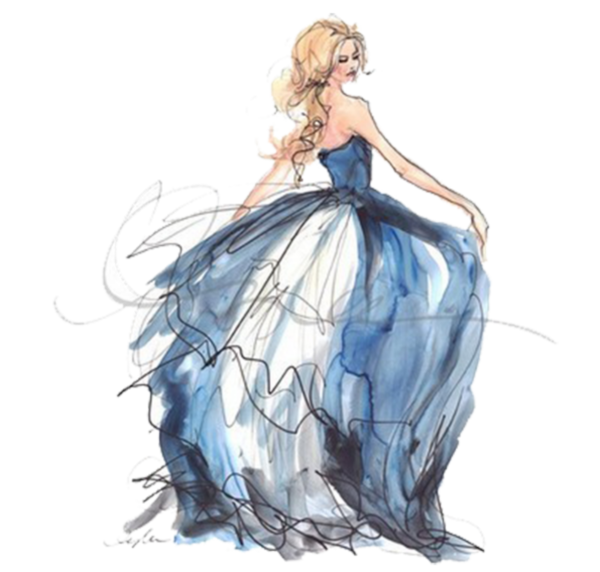 Девушка в платье акварель