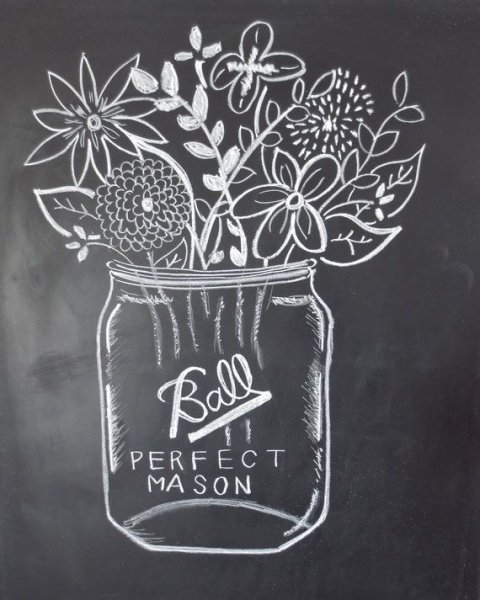 Рисунки мелом на доске