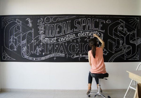 Лёгкие рисунки мелом на доске