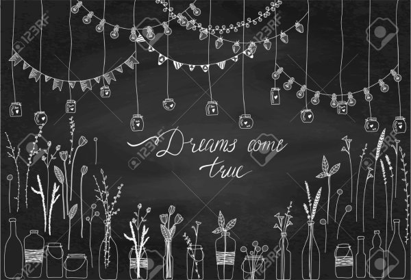 Цветы мелками на доске