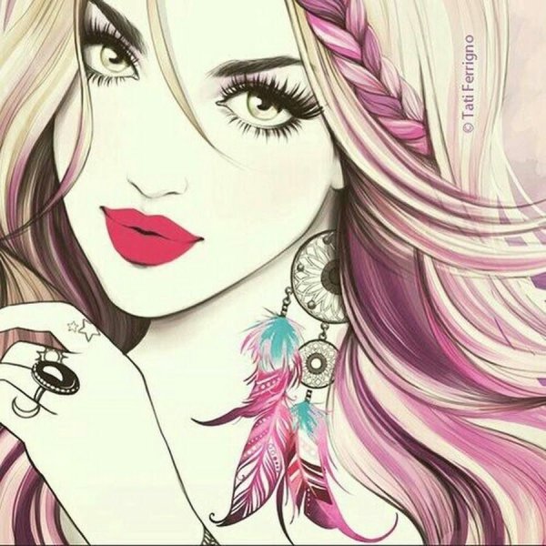 Мультяшная девочка в профиль