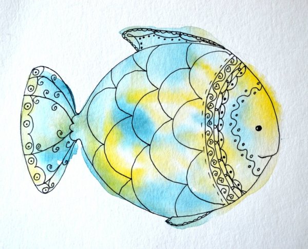 Рыбки акварелью для детей