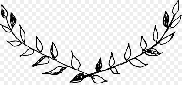 Веточка черно белая на прозрачном фоне