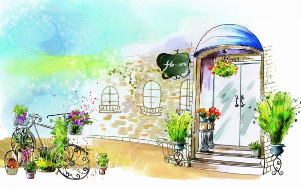 Цветочный магазин рисунок