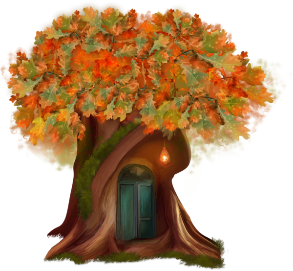 Осеннее дерево мазками