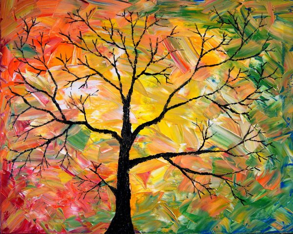 Осеннее дерево на прозрачном фоне