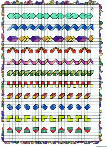 Узоры по клеточкам в тетради