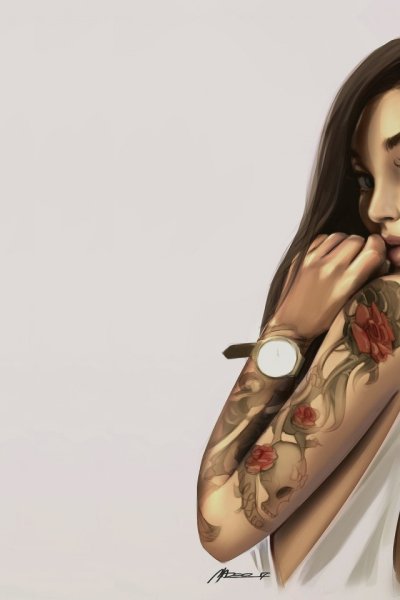 Нарисованные девушки с татуировкой