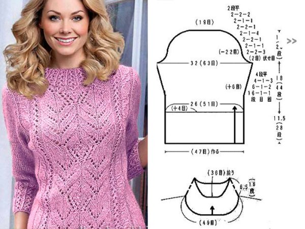 Красивый узор спицами для кофты женской