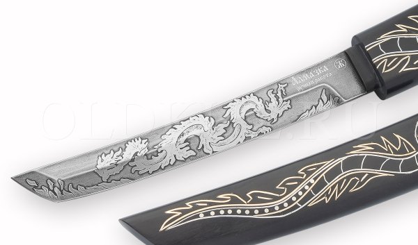 Японский танто травление ножа