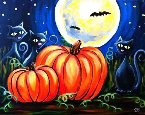 Тыква гуашью на Хэллоуин
