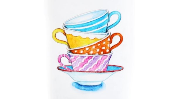 Чашка цветными карандашами