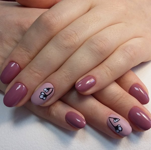 Шеллак на короткие ногти с рисунком