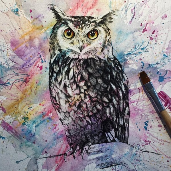 Сова для срисовки