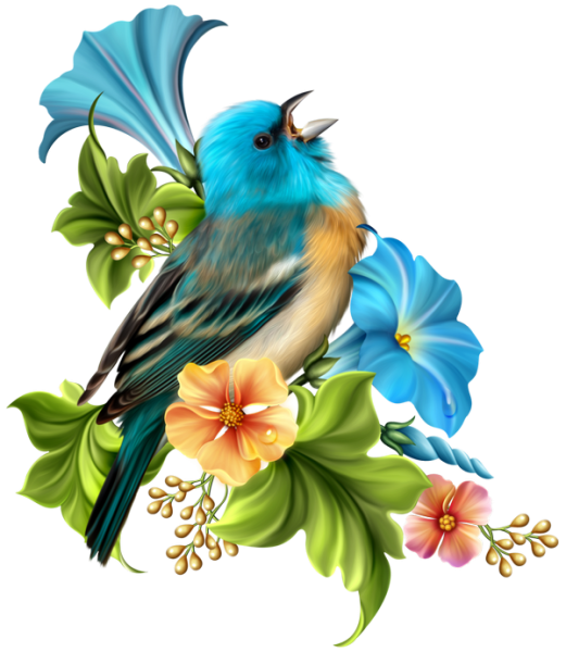 Птицы наклейки цветок