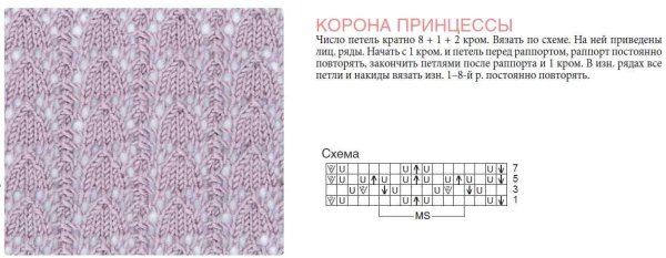 Ажурный узор колокольчики спицами схема