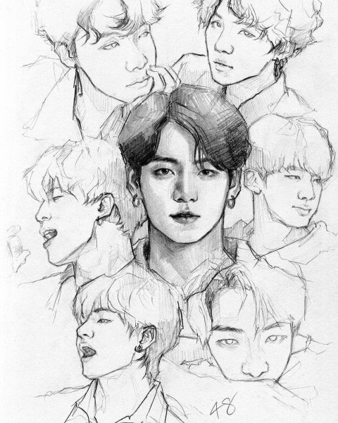 Группа БТС карандашом