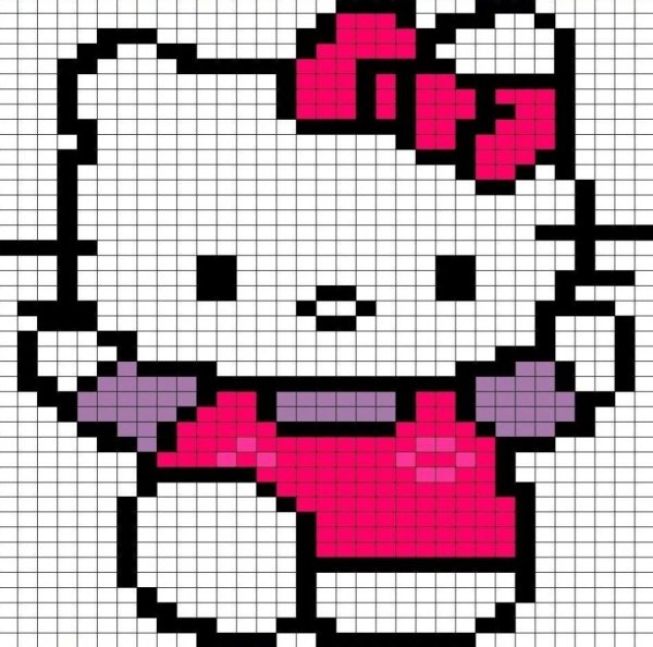 Рисунки по клеточкам Хеллоу Китти