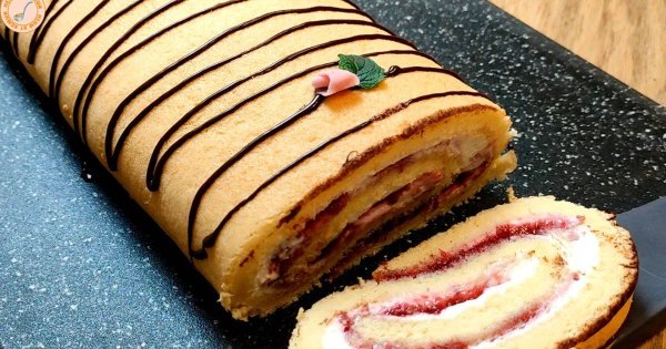 Рулет бисквитный банановый