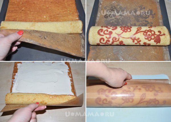 Украшение рулета бисквитного