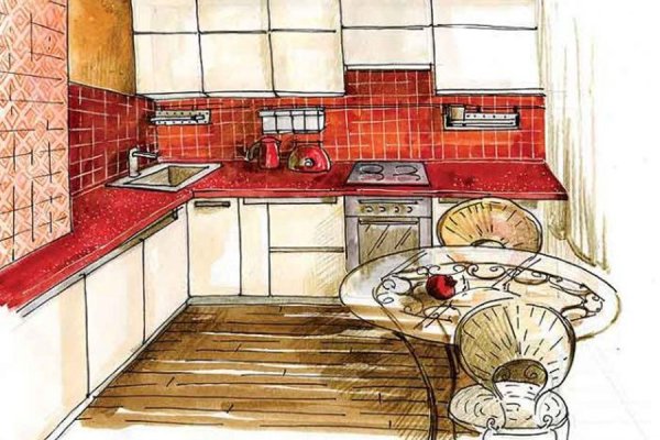 Интерьер кухни нарисовать