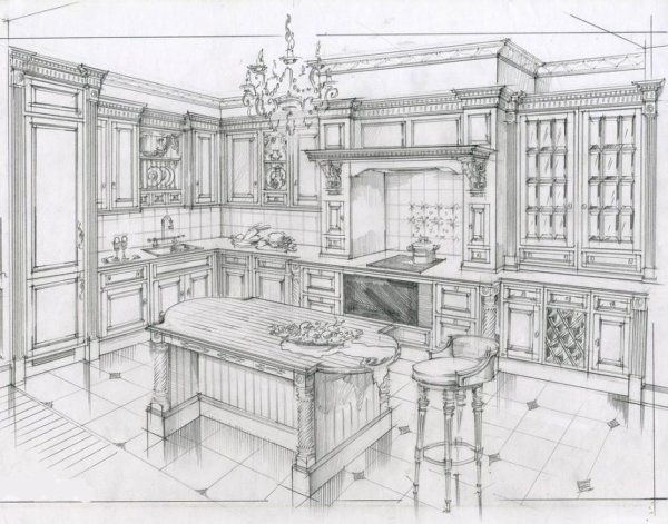 Кухня карандашом