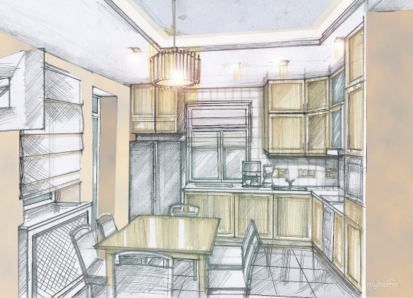 Планировка кухни нарисовать