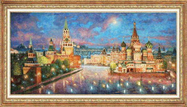 Храм Василия Блаженного Москва маслом