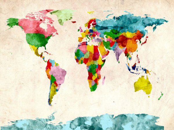 Политическая карта мира с флагами государств