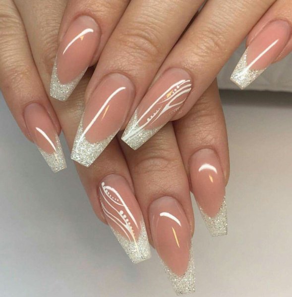 Черный френч на длинные ногти