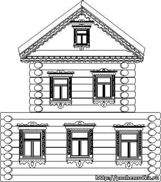 Деревянная избушка с окошками