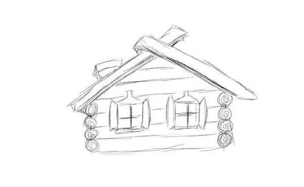 Русская изба раскраска