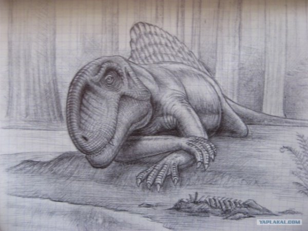 Динозавр пастелью